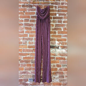 Altar'd State Small Red & White Striped Empire Waist Strapless Jumpsuit‎